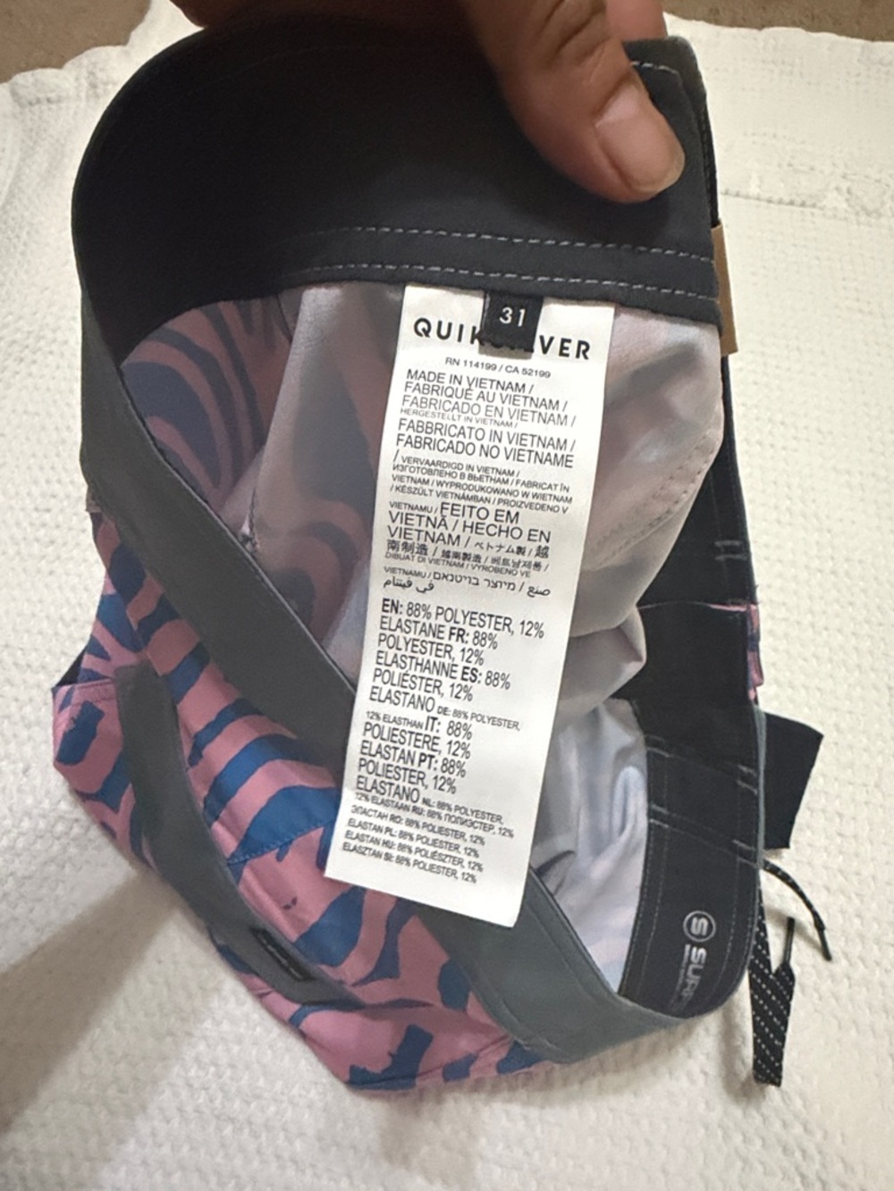 Quiksilver Men’s Pink & Blue Zebra Print Boardshorts with Black Panels - Picture 5 of 7